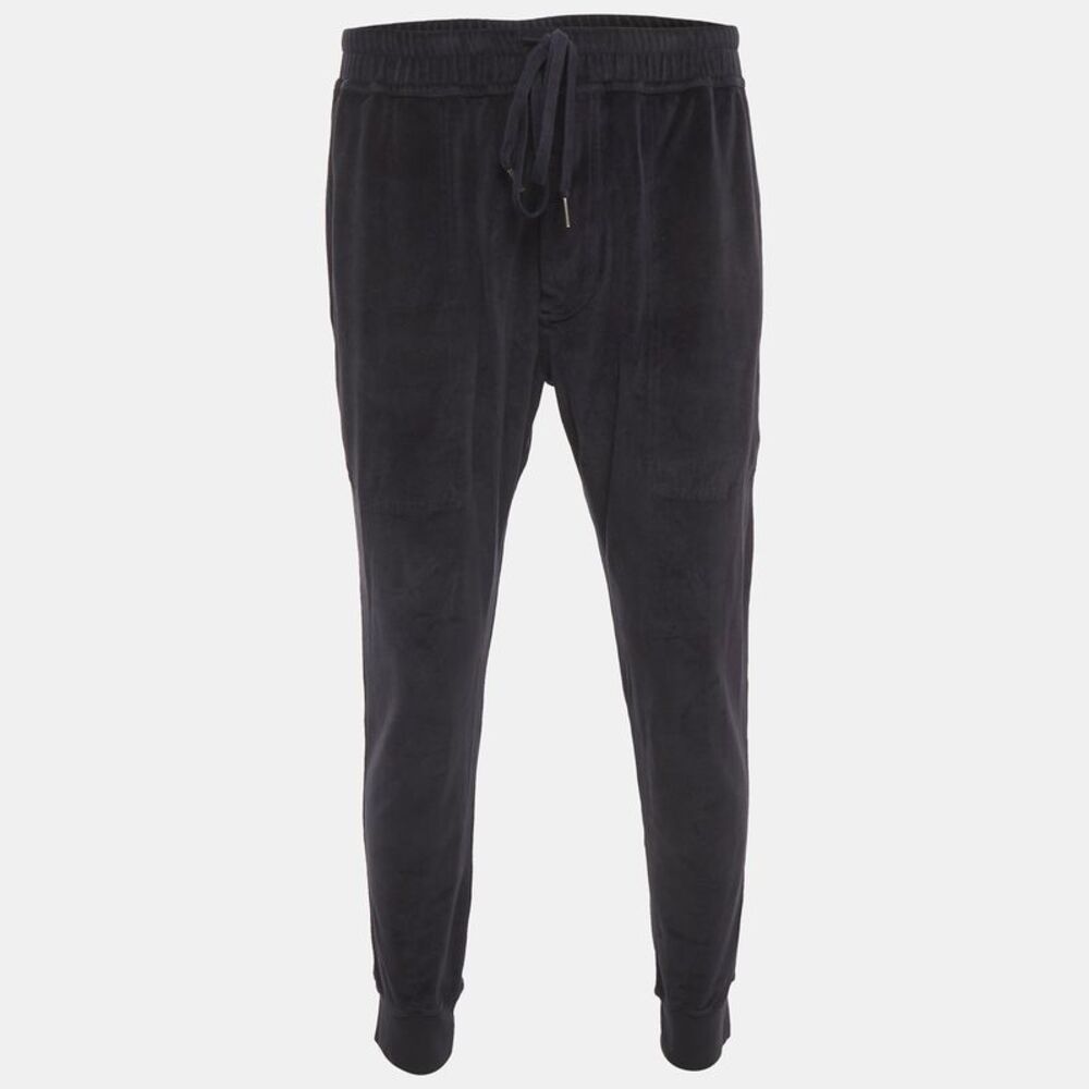 Tom Ford Navy Blue Velour Drawstring Sweatpants L